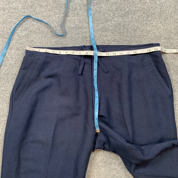 Cubavera Pants Mens XL Extra Large Navy Linen Blend Drawstring Tie Breathable - Picture 5 of 10